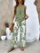 Women's Leaf Daily Going Out Two Piece Set Floral Sleeveless Casual Summer Top With Pants Matching Set