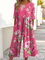 Women Floral Crew Neck Short Sleeve Casual Summer Jumpsuit