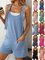 Women Geometric Crew Neck Sleeveless Casual Summer Cotton Jumpsuit