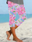 Women Floral Capris Elastic Waist Pants Casual Summer Trousers