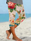 Women Floral Capris Elastic Waist Pants Casual Summer Trousers