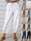 Women Plain Ankle Pants Elastic Waist Pants Casual Spring/Fall Trousers