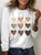 Women's Long Sleeve Tee T-shirt Spring/Fall Heart/Cordate Printing Crew Neck Casual Graphic Tee Top