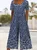Women Floral V Neck Half Sleeve Casual Summer Jumpsuit
