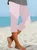 Women Striped Capris Elastic Waist Pants Casual Summer Trousers