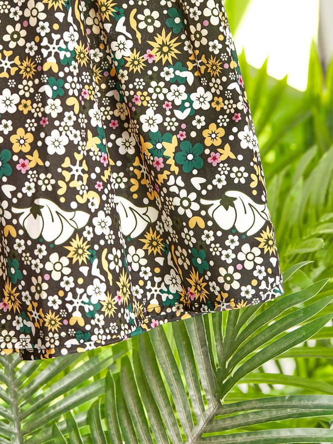 Women's Short Sleeve Summer Floral Dress V Neck Daily Going Out Casual Midi H-Line