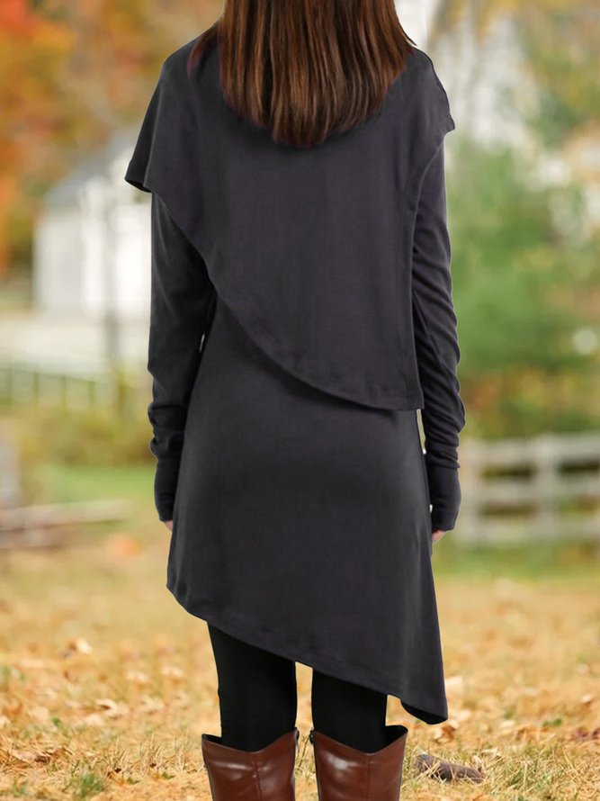 Long Sleeve Turtleneck Asymmetric Tunic Dress