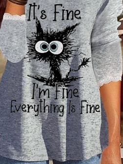 Crew Neck Casual Text Letters Top