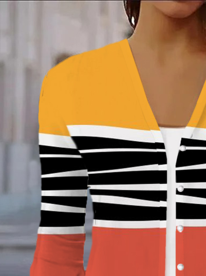 Women's Spring/Fall Outerwear Casual Striped Jersey Shawl Jacket