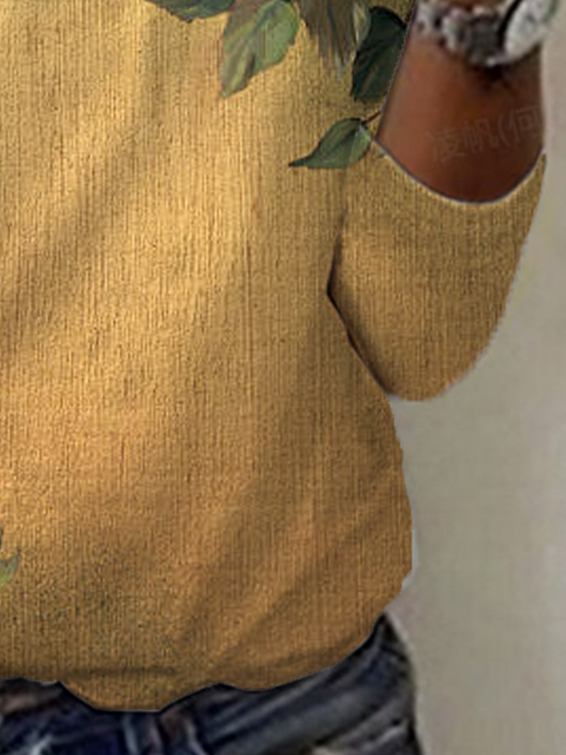 Women's Long Sleeve Tee T-shirt Spring/Fall Floral Cotton Crew Neck Daily Going Out Casual Top
