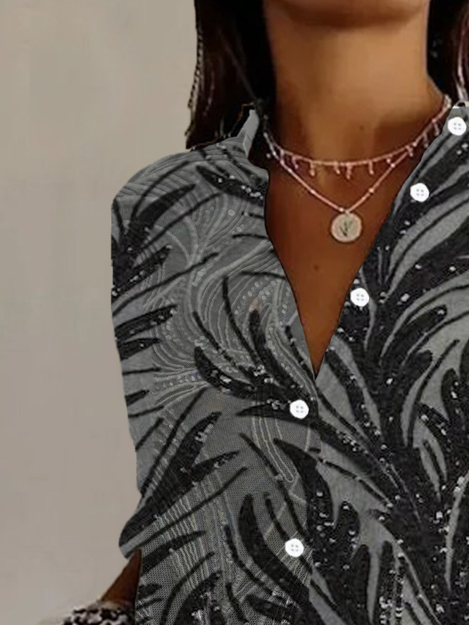 Women's Long Sleeve Floral Shirt Spring/Fall Leaf Shirt Collar Daily Going Out Casual Top