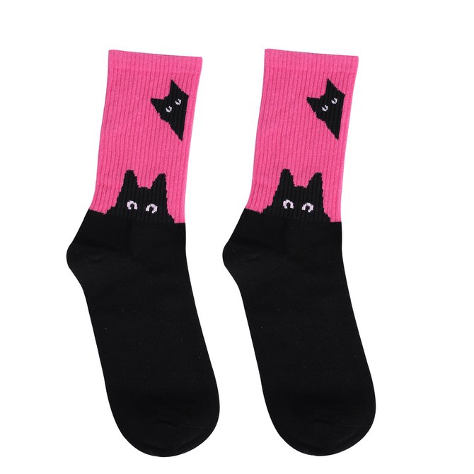 Cat and dog rainbow tube cotton socks