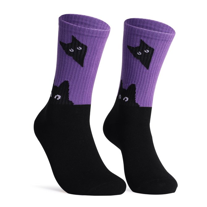 Cat and dog rainbow tube cotton socks