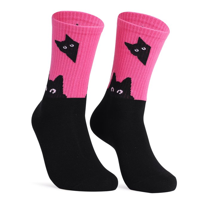 Cat and dog rainbow tube cotton socks