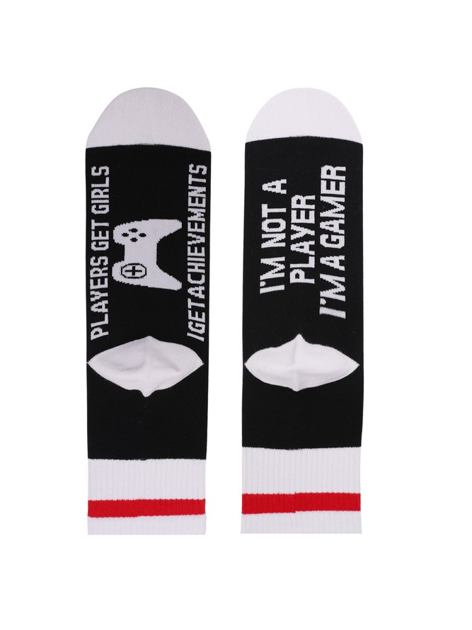 Slogan Color blocked Mid tube Game Socks