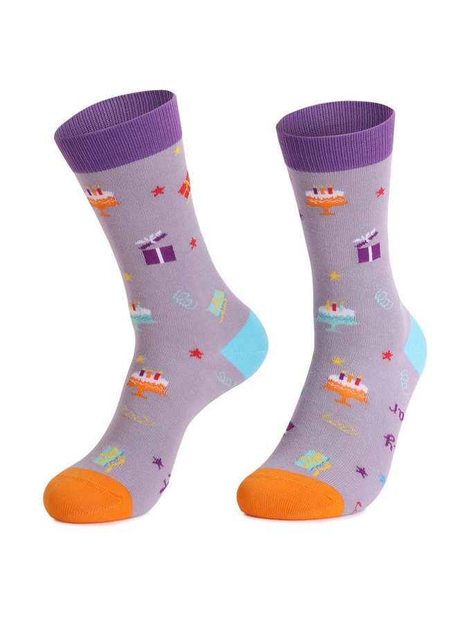 Birthday Gift Color blocked Printed Socks