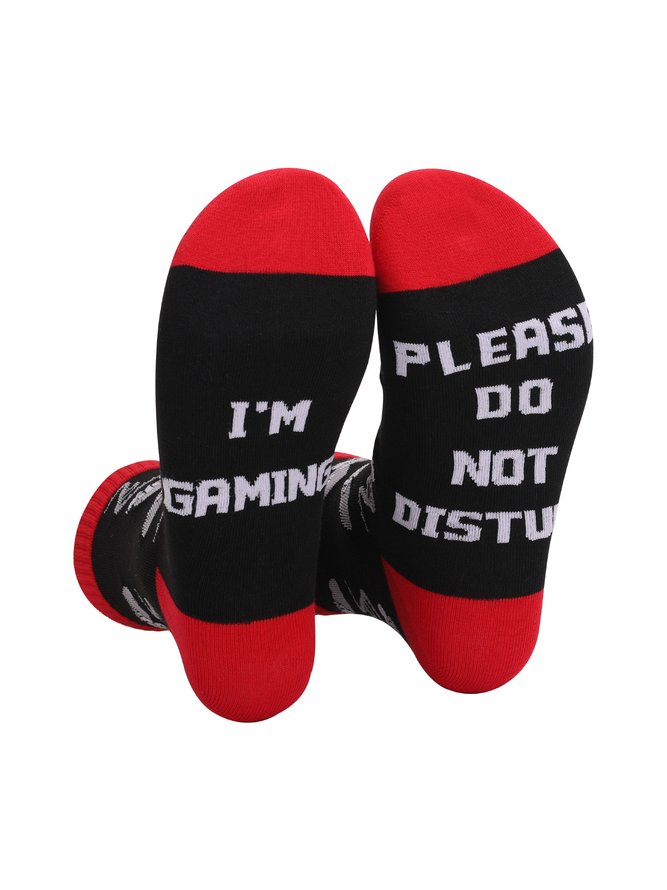 Slogan Color blocked Mid tube Game Socks
