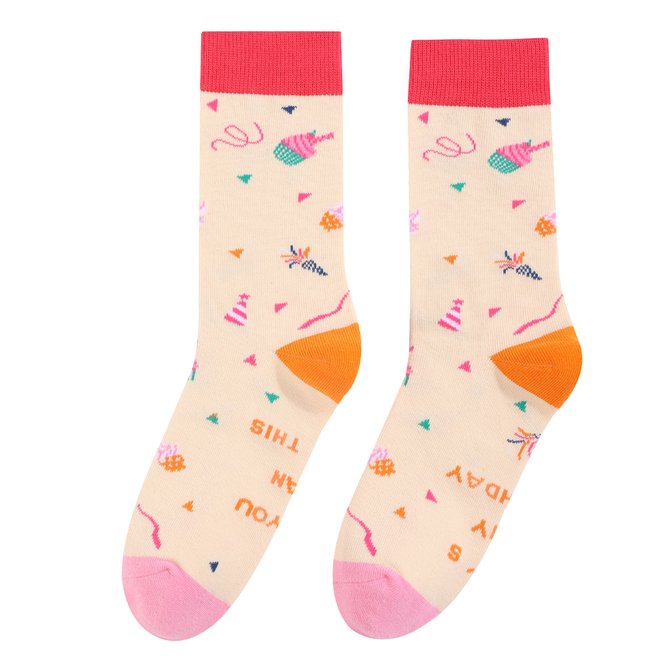 Birthday Gift Color blocked Printed Socks