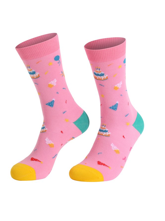 Birthday Gift Color blocked Printed Socks