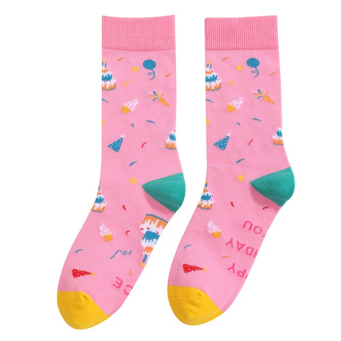 Birthday Gift Color blocked Printed Socks