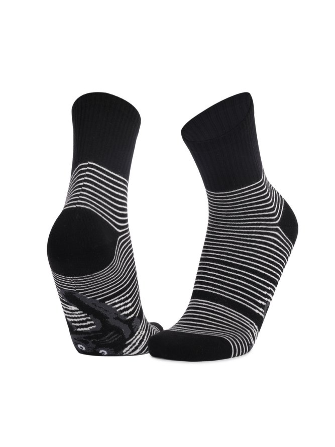 Black and white striped animal cat print mid tube socks