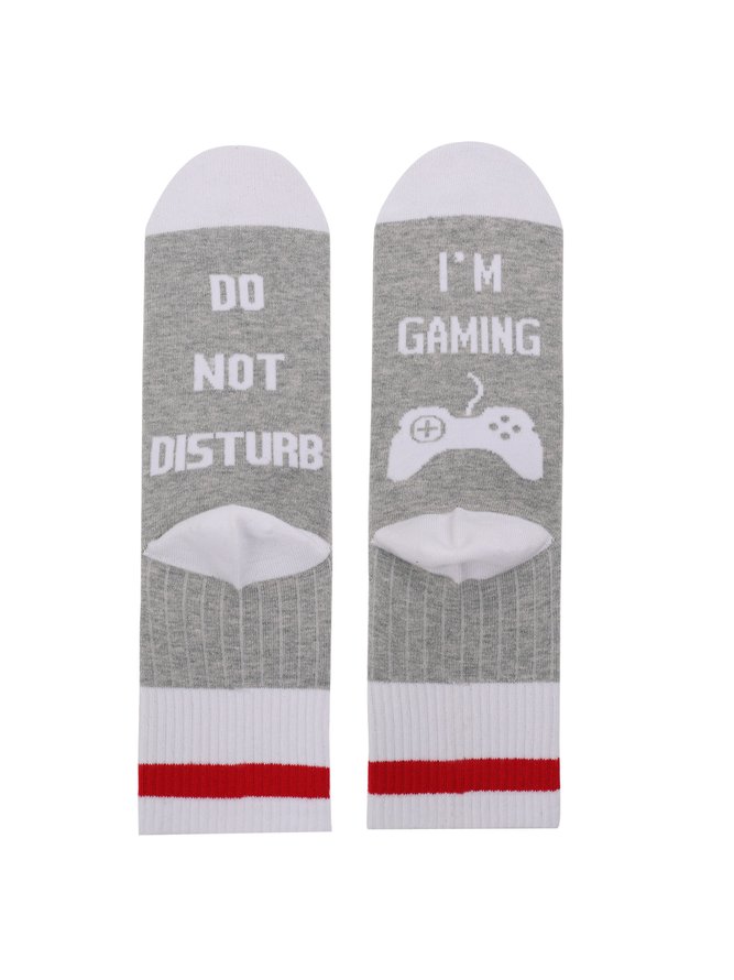 Slogan Color blocked Mid tube Game Socks