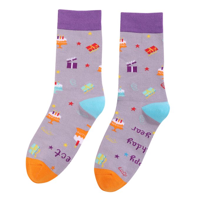 Birthday Gift Color blocked Printed Socks