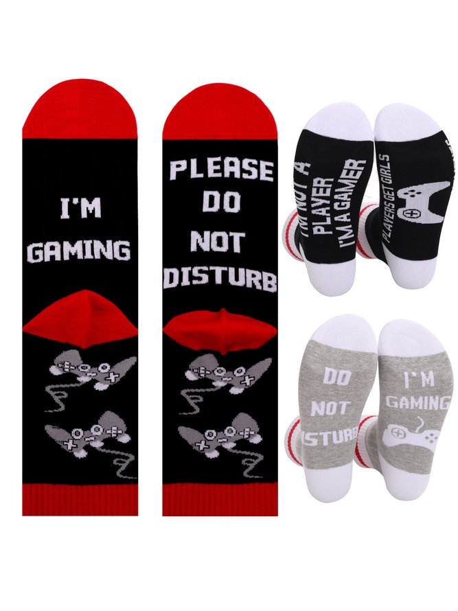 Slogan Color blocked Mid tube Game Socks