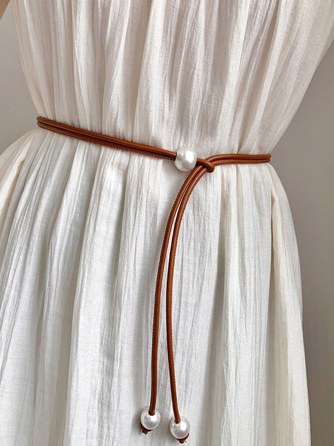 Urban Plain Pearl Decoration Belt