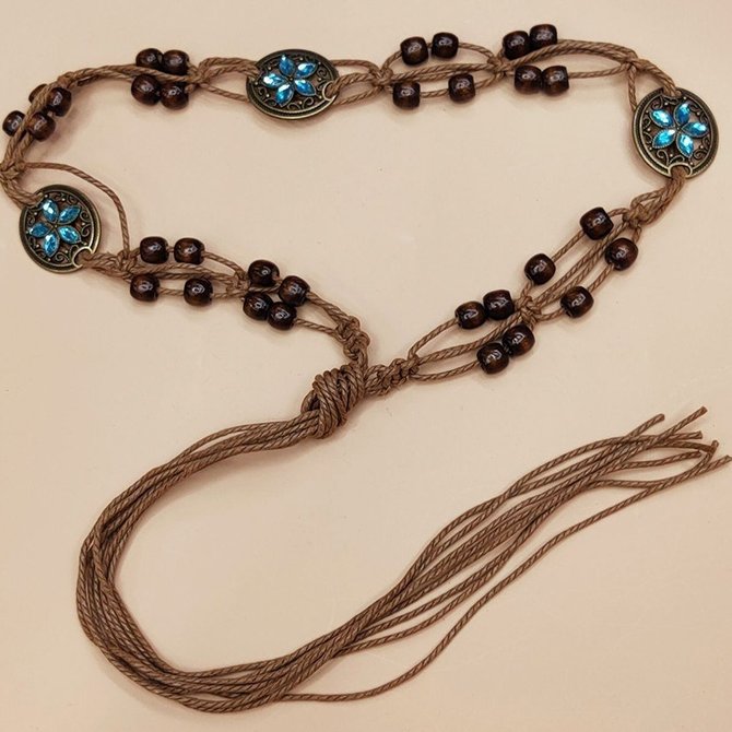 Retro All-match Braided Waist Rope Bohemian Women's Waist Belt Ethnic Belt Korean Style Decorative Casual Waist Chain