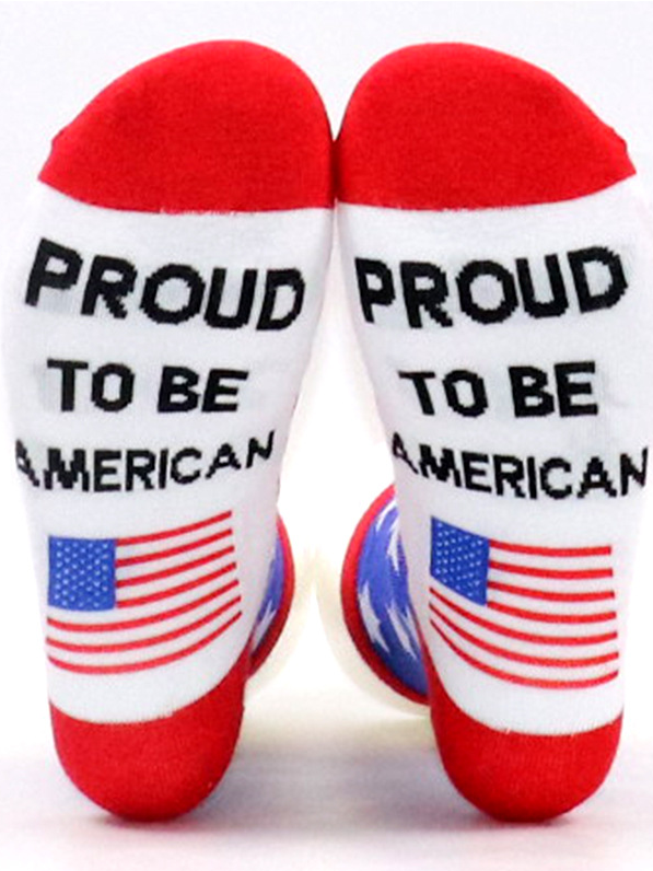 Spot Cross-border Long Cotton Socks American Independence Day Flag Socks Striped Casual Sports Socks Letter Jacquard Creative Socks