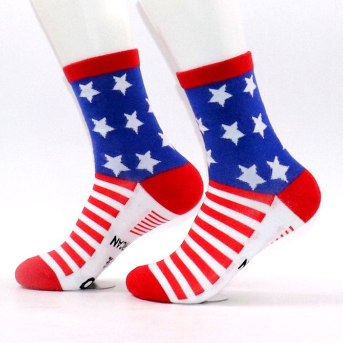 Spot Cross-border Long Cotton Socks American Independence Day Flag Socks Striped Casual Sports Socks Letter Jacquard Creative Socks