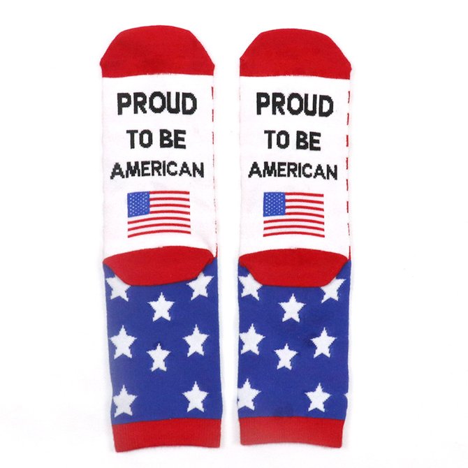 Spot Cross-border Long Cotton Socks American Independence Day Flag Socks Striped Casual Sports Socks Letter Jacquard Creative Socks