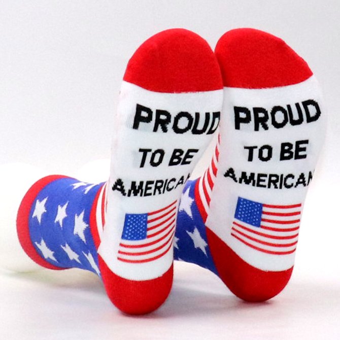 Spot Cross-border Long Cotton Socks American Independence Day Flag Socks Striped Casual Sports Socks Letter Jacquard Creative Socks