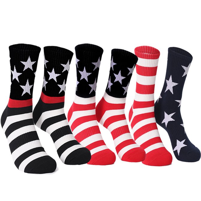 Summer New American Flag Independence Day Holiday Gift Printed Cotton Men And Women Middle Tube Socks