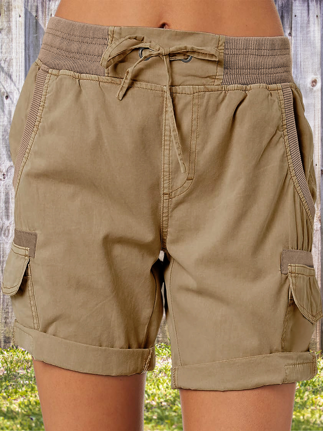 Women Plain Fifth Pants Straight Pants Casual Summer Shorts