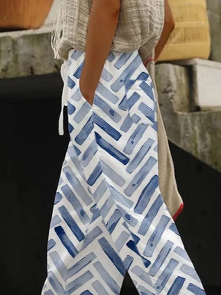 Women Geometric Long Pants Casual Spring/Fall Trousers