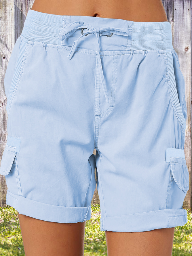 Women Plain Fifth Pants Straight Pants Casual Summer Shorts