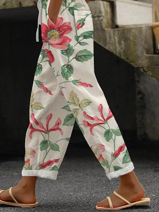 Women Floral Long Pants Casual Spring/Fall Trousers