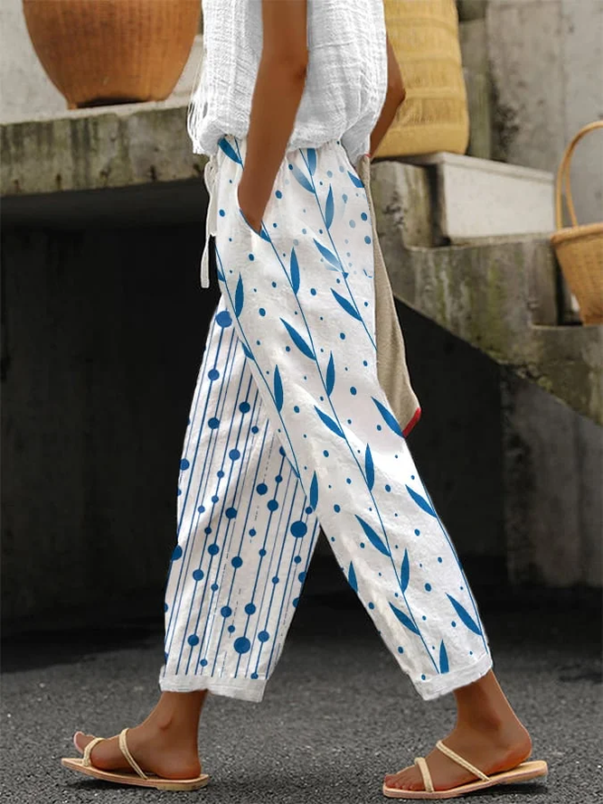 Women Striped Long Pants Casual Spring/Fall Trousers