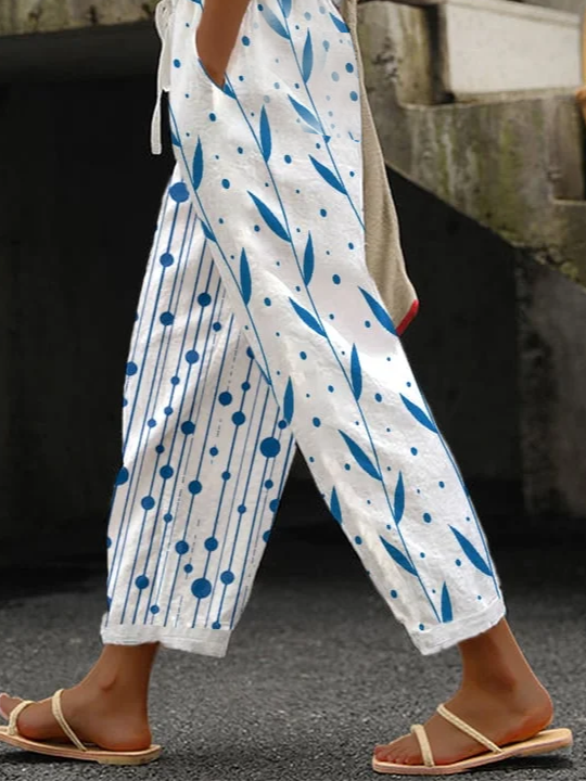 Women Striped Long Pants Casual Spring/Fall Trousers
