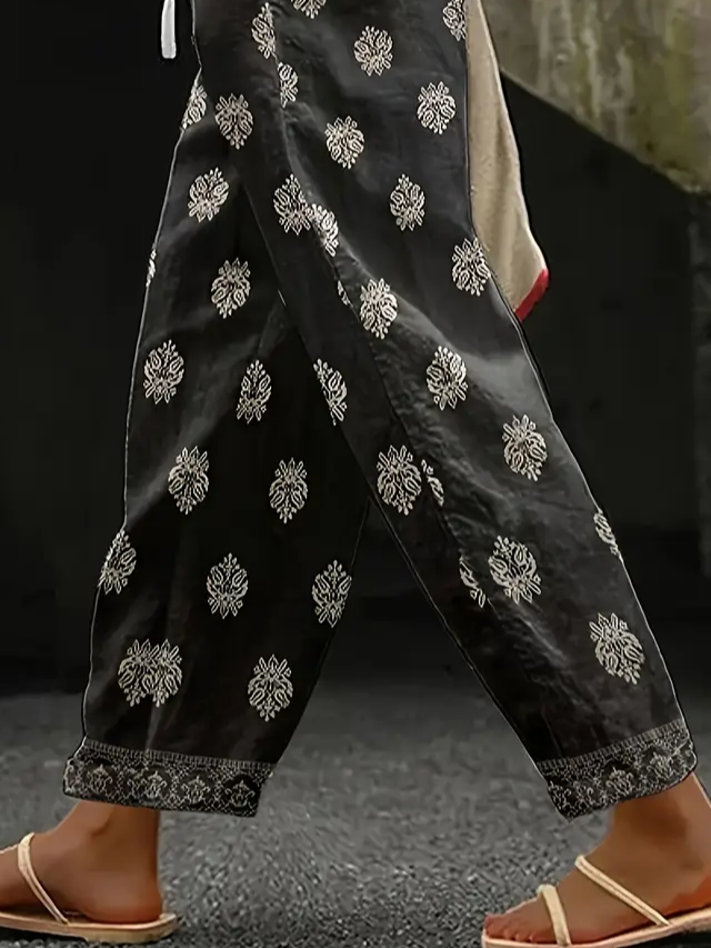 Women Floral Long Pants Casual Spring/Fall Trousers