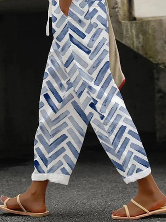 Women Geometric Long Pants Casual Spring/Fall Trousers