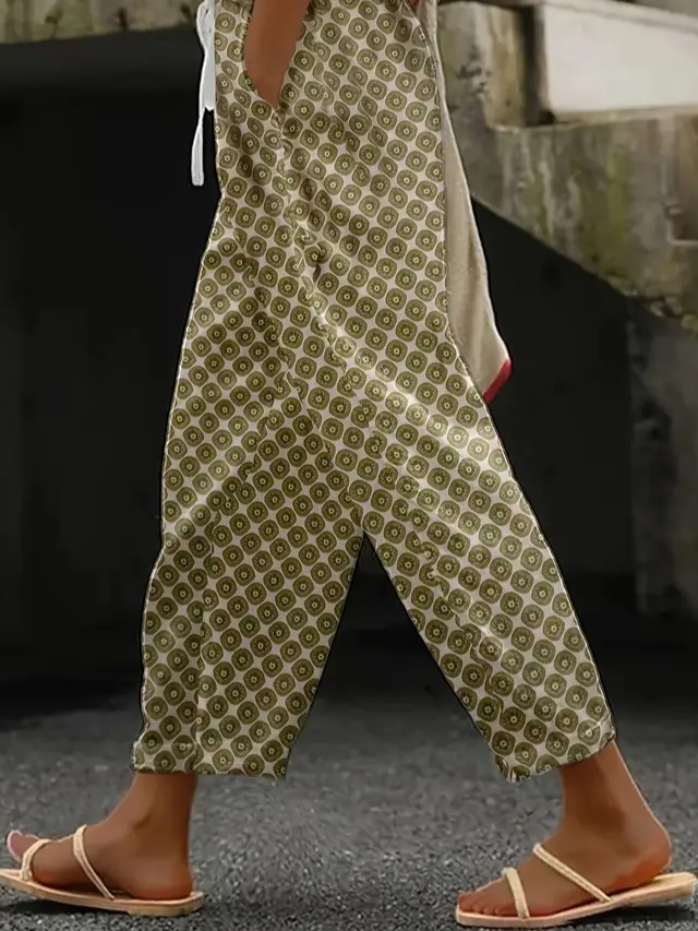 Women Geometric Long Pants Casual Spring/Fall Trousers