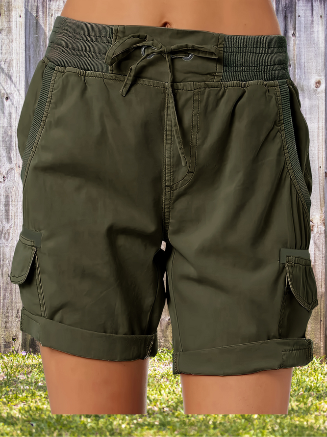 Women Plain Fifth Pants Straight Pants Casual Summer Shorts