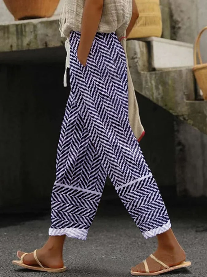 Women Geometric Long Pants Casual Spring/Fall Trousers