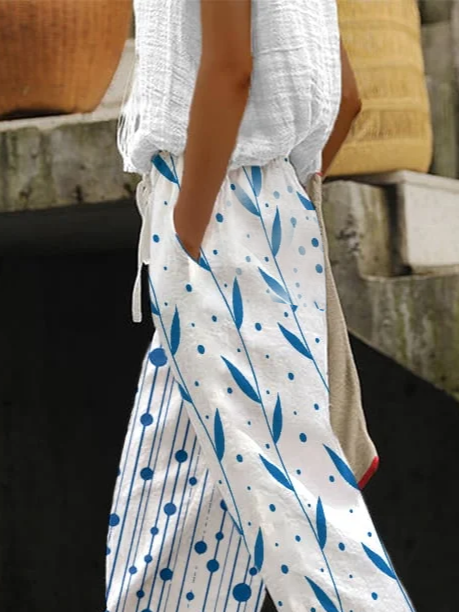 Women Striped Long Pants Casual Spring/Fall Trousers