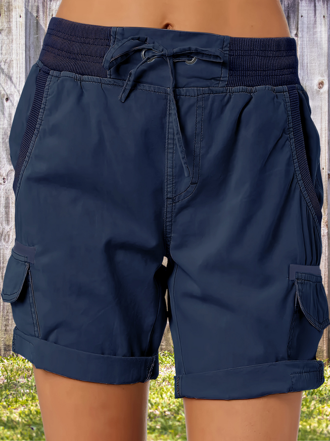 Women Plain Fifth Pants Straight Pants Casual Summer Shorts