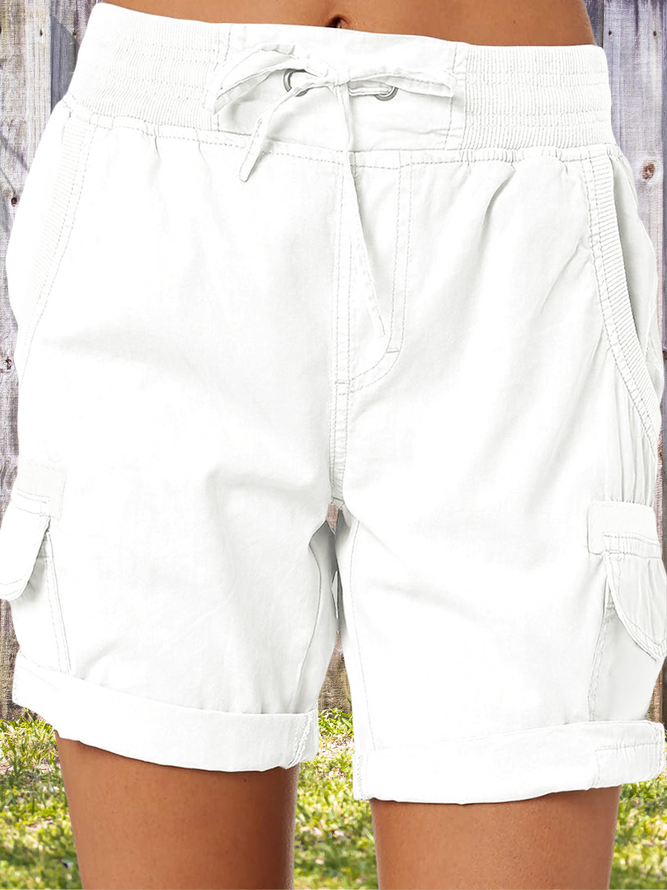 Women Plain Fifth Pants Straight Pants Casual Summer Shorts