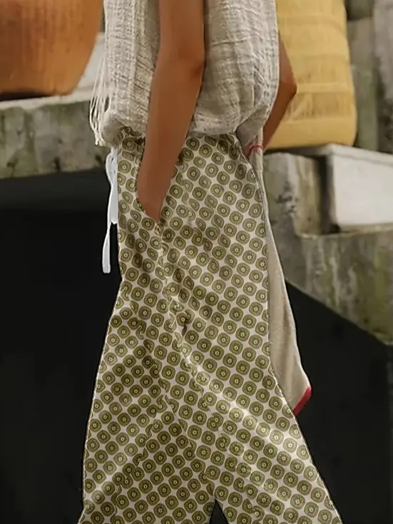 Women Geometric Long Pants Casual Spring/Fall Trousers